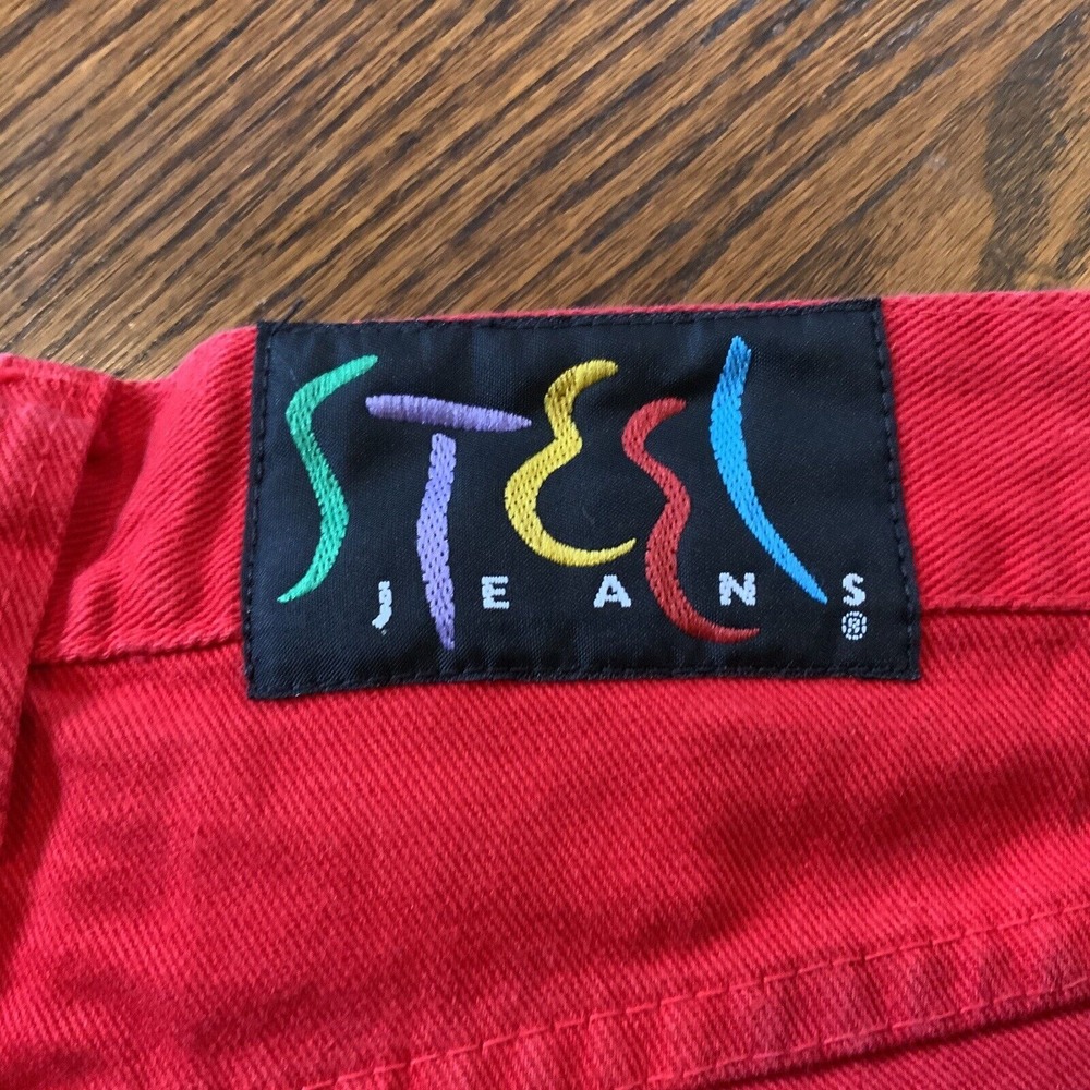 Vintage Steel Jeans 80s‎ 90s Y2K High Rise Red Shorts sz 9 USA High Rise EUC